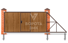 Деревянные откатные ворота 2100×3000 ЗМК-7685