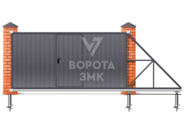 Откатные ворота под ключ 3000×2000 на винтовых сваях ЗМК-7557